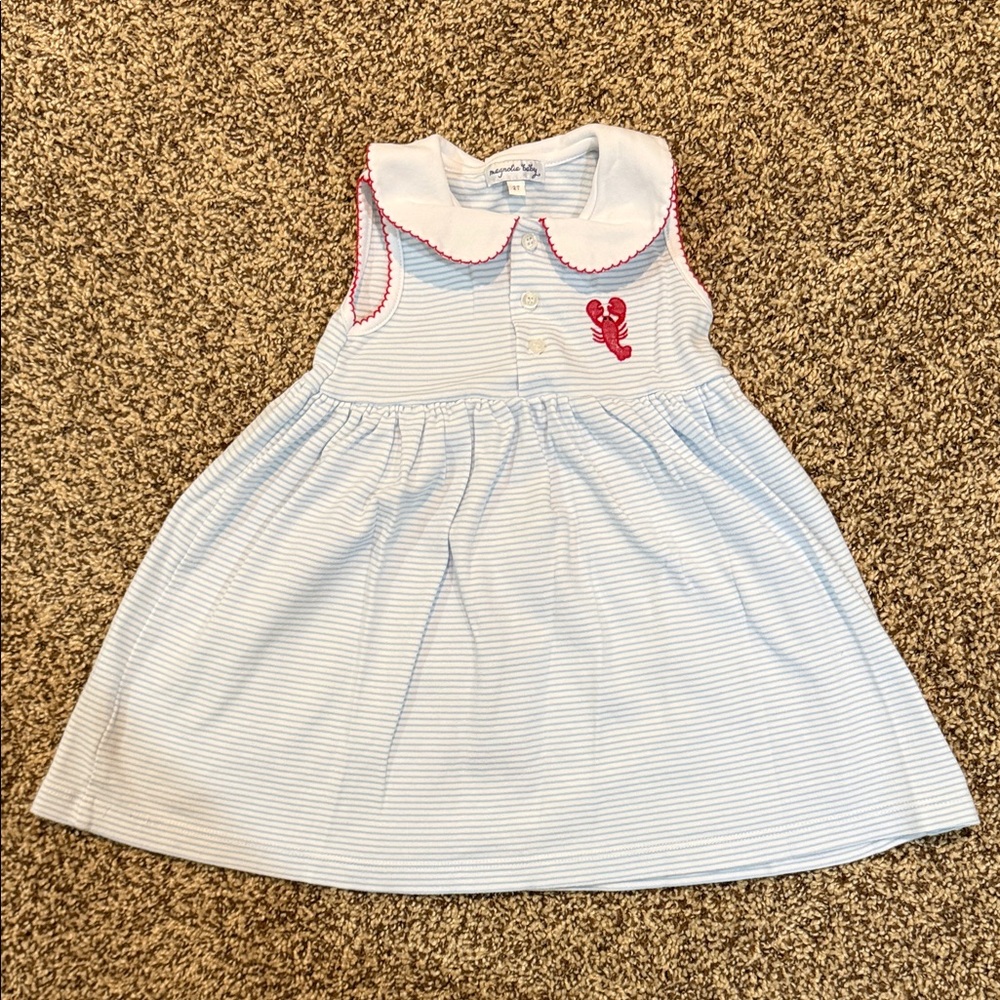 Magnolia Baby - Lobster Seersucker Dress - Peruvian Cotton - 2T